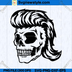 Mullet Rocker Skull SVG