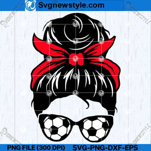 Messy Bun Soccer SVG PNG