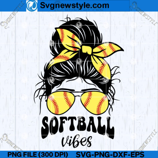 Softball Messy Bun SVG