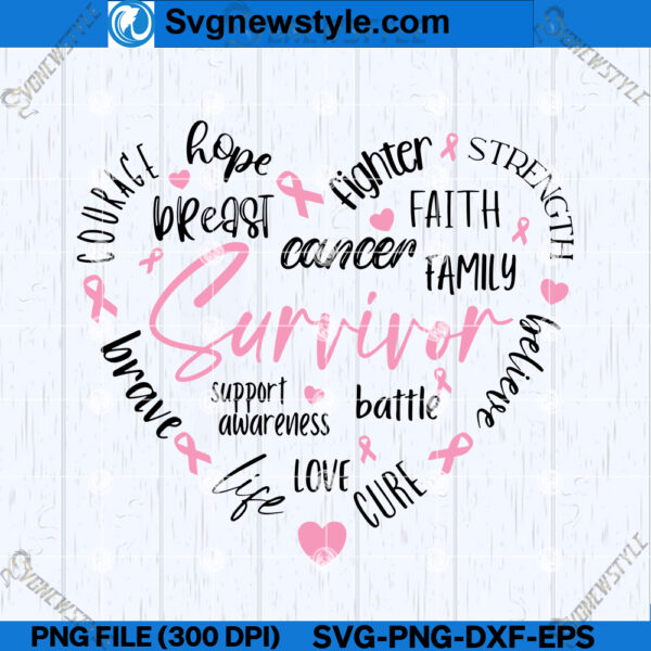 Cancer Survivor SVG, Cancer Ribbon SVG, PNG, DXF, EPS, Silhouette Cut File