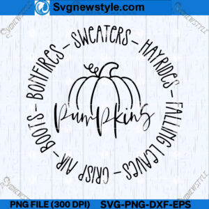 Fall Things Circle SVG Design, Autumn Circle SVG, PNG, Silhouette Art