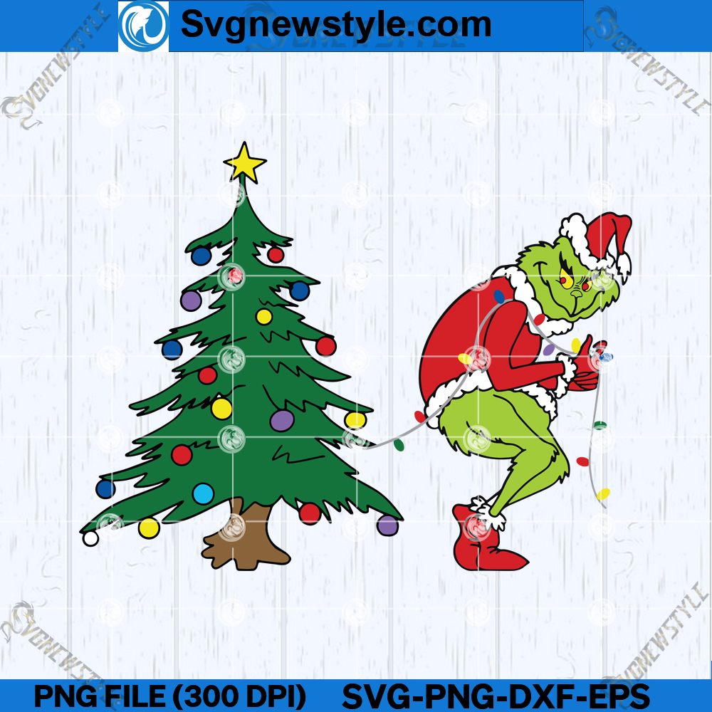 Grinch Stealing Christmas Tree SVG, PNG, DXF, EPS, Svg Files For Cricut