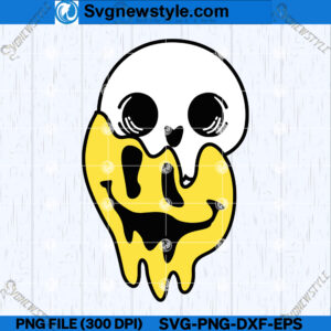 Melting Smiley Face Skull SVG