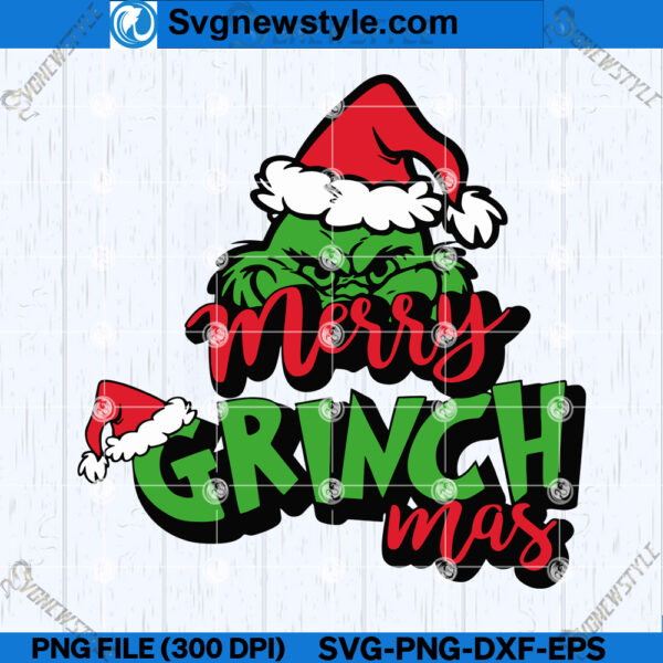 Grinchmas SVG Design, Merry Grinchmas PNG, PNG, DXF, EPS, Silhouette Art