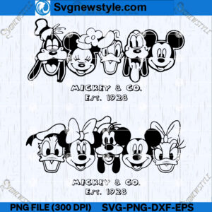Mickey and Co. 1928 SVG, PNG, DXF, EPS, Instant Download