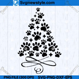Christmas Tree with Paw Print SVG