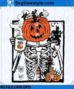 Skeleton Coffee Pumpkin PNG, Instant Download, PNG Sublimations