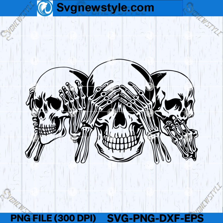 Three Wise Skulls SVG, Creepy Skulls SVG, Cricut & Silhouette Cut File