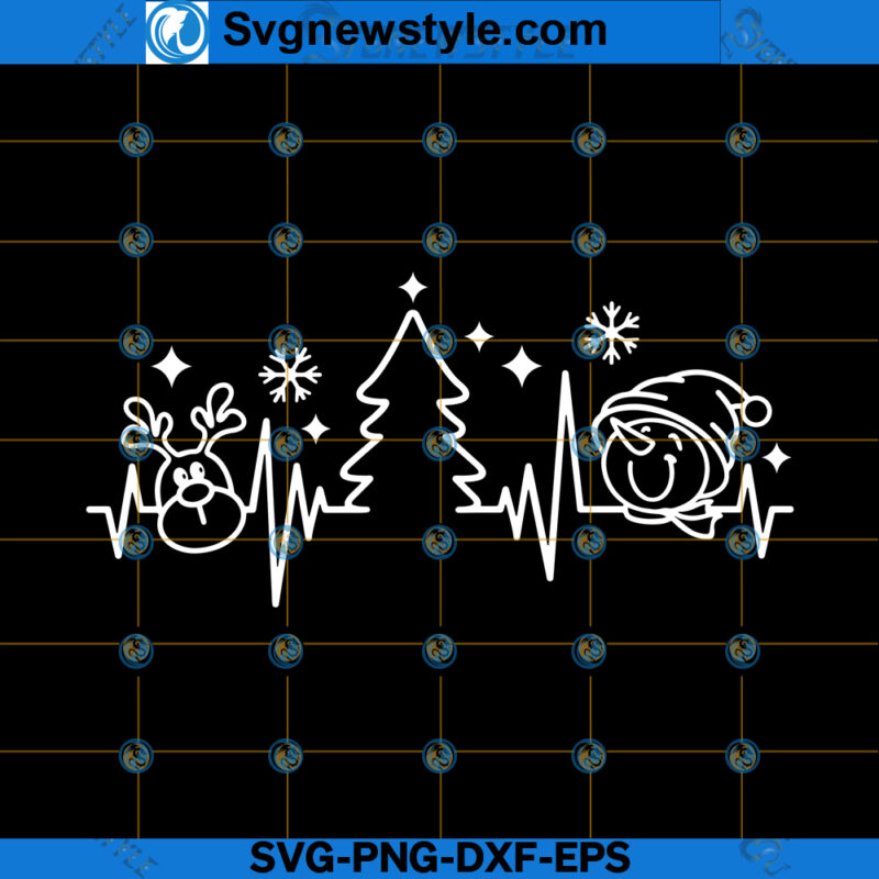 Christmas Heartbeat SVG PNG, Christmas Pulse SVG Art, Cricut File