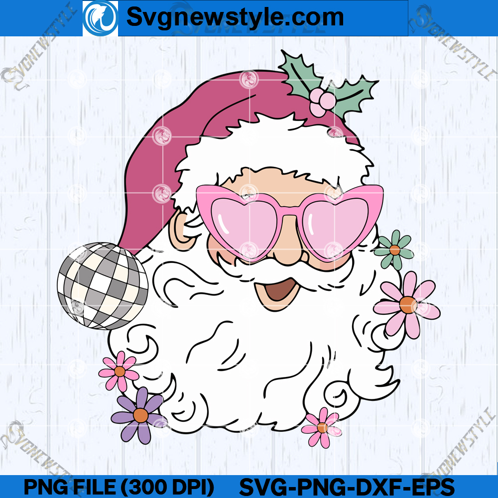 Disco Santa Claus SVG Design, Festive Disco Santa SVG, Instant Download