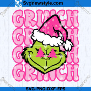 Grinch Pink Green Preppy Christmas SVG