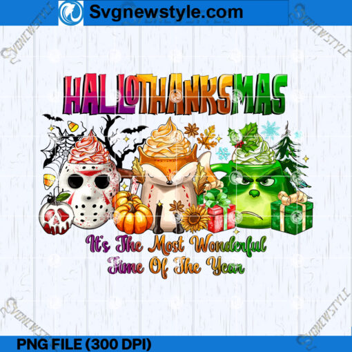 Happy Hallothanksmas Coffee PNG Design