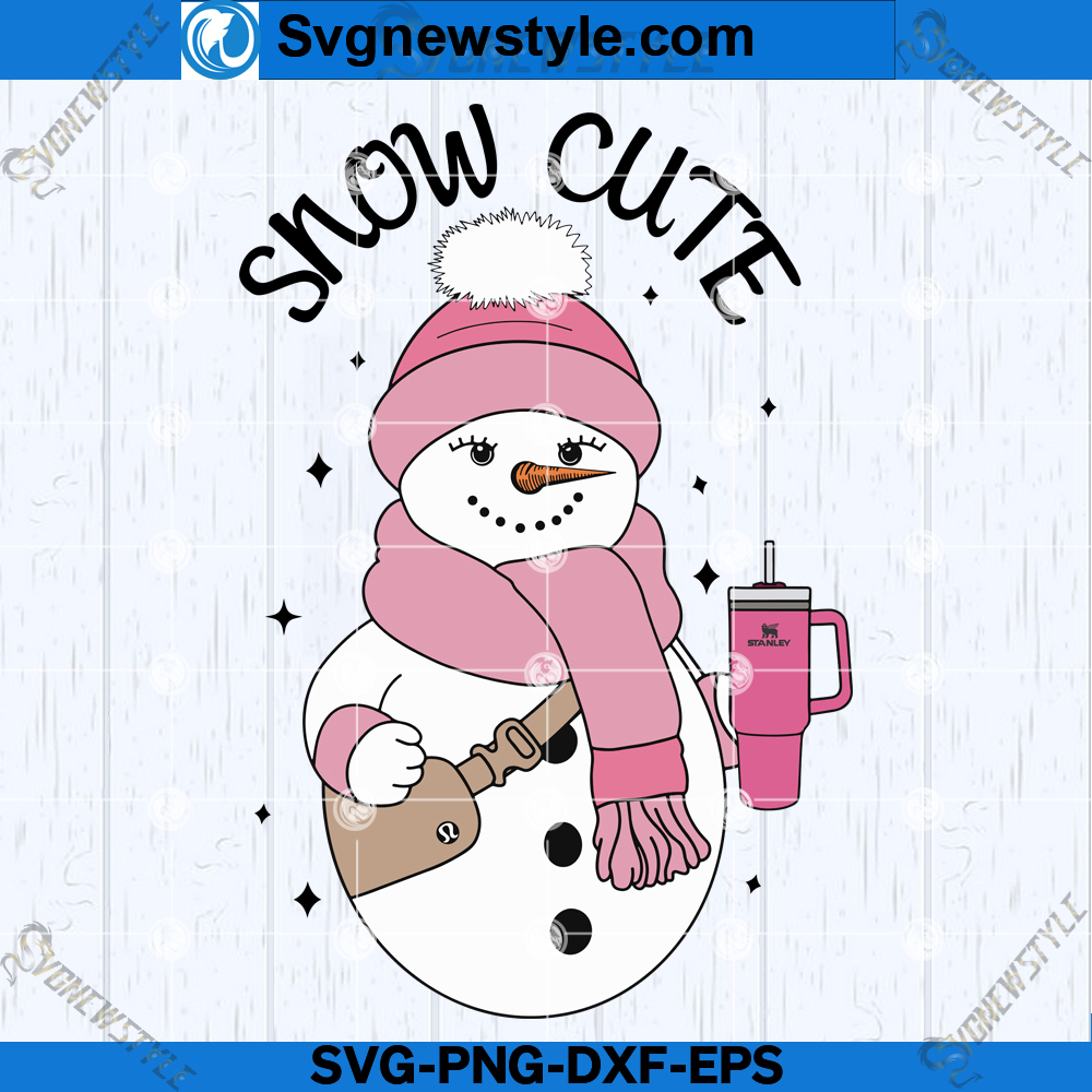 Snow Cute Snowman with cup and bag