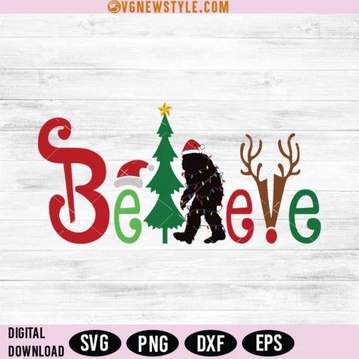 Believe In Bigfoot Christmas SVG PNG