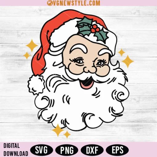 Retro Santa Claus SVG, Vintage Holiday Santa SVG, Digital Download