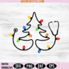 Stethoscope Christmas Tree with lights SVG