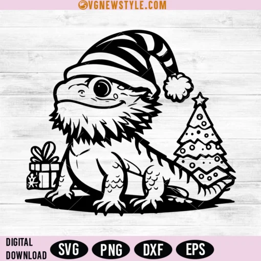 Santa Hat Bearded Dragon SVG