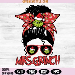 Christmas Hair Mom SVG, Christmas Messy Bun Mom SVG, Instant Download