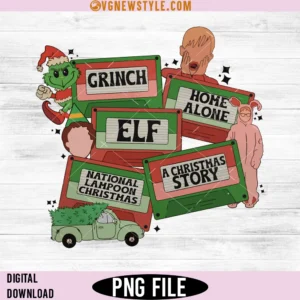 Christmas Movie Cassette Tapes PNG, Holiday Film Audio Tapes PNG, Digital Download