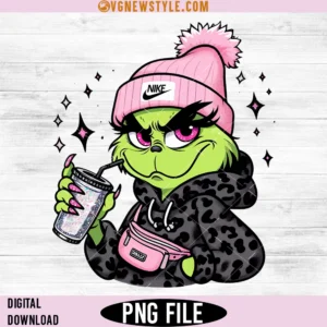 Cute Grinch Girl PNG, Holiday Grinch Girl PNG, Digital Download