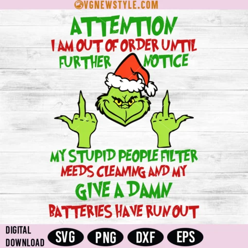 Grinch Out of Order SVG