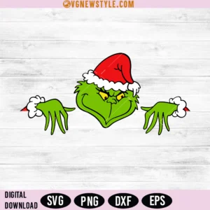 Grinch Peeking Over Fence SVG