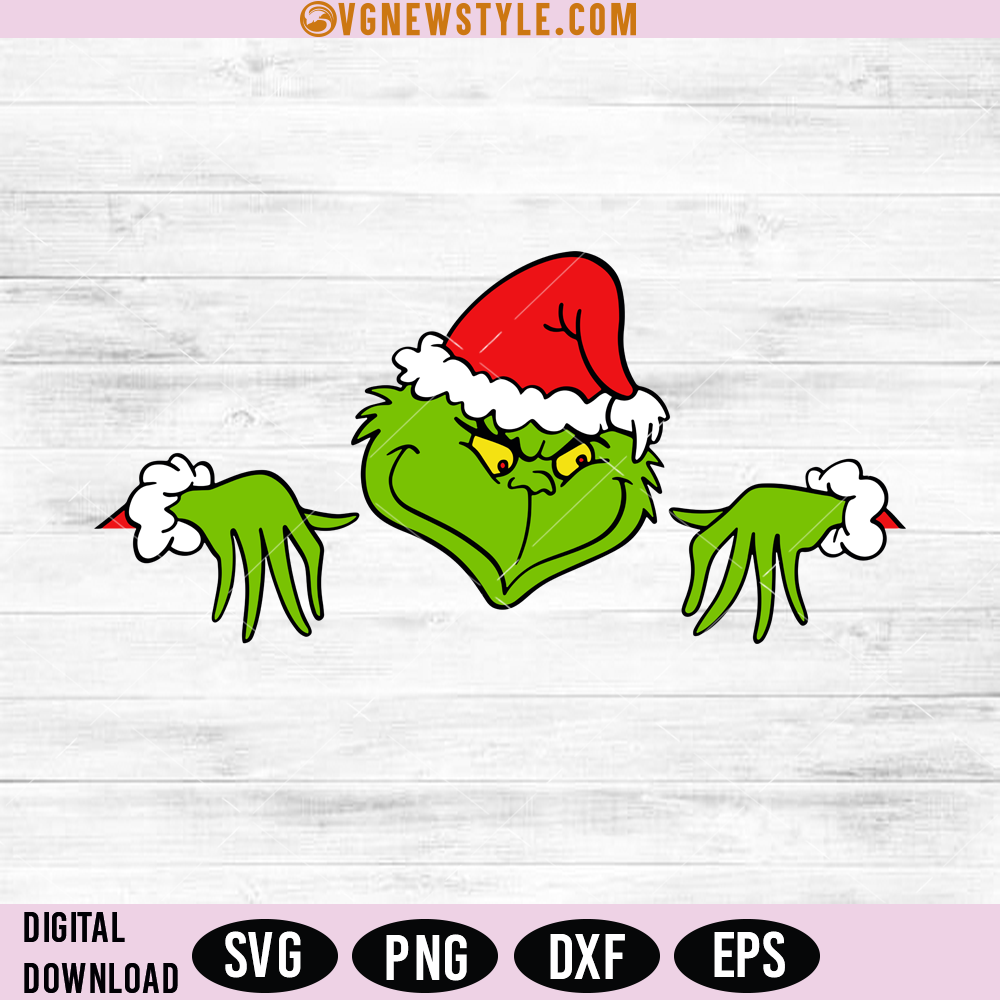 Grinch Peeking Over Fence SVG, Christmas Grinch SVG, Digital Download