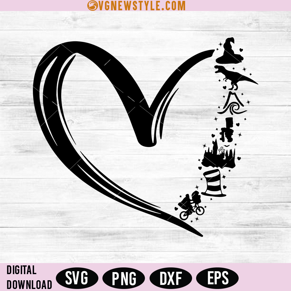 Minimalist Theme Park Heart SVG, PNG, Digital Download 1 Minimalist Theme Park Heart SVG