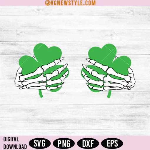 Shamrock Hand Skeleton Svg