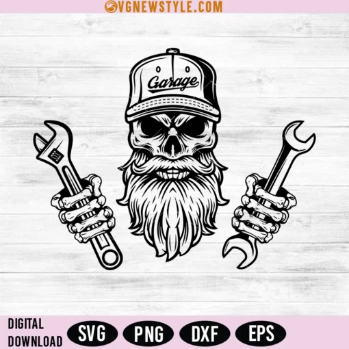 Mechanic Skull Tools SVG