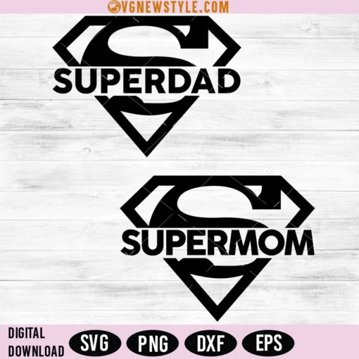 Super Dad and Mom Split Name Frame SVG