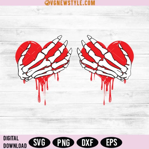 Skeleton Hands with Hearts SVG