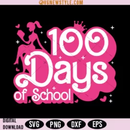 100 Days Of School Pink Doll Girl Svg