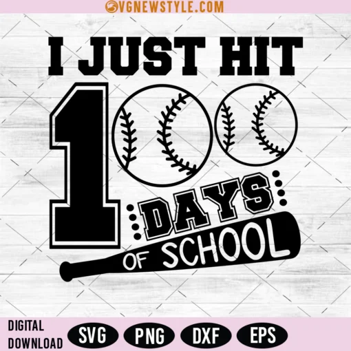 100 Days of School Baseball Svg