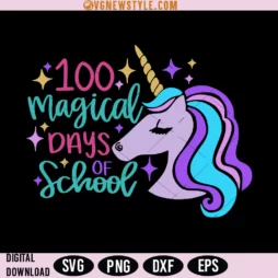 100 Days of School Unicorn Svg