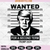 Wanted Trump For A Second Term President Svg