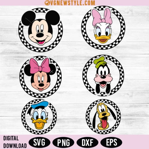 Bundle Checkered Mickey and Friends SVG