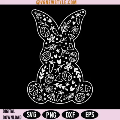 Floral Bunny Svg