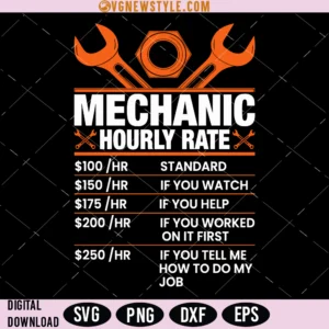 Mechanic Hourly rate Svg - The perfect way to show your support for your local mechanic