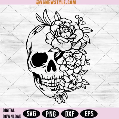 Skull flower Svg