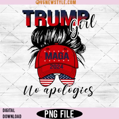 Trump girl 2024 no apologies messy bun Png