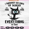 100th Day of School Its fine Im fine everythings is fine Svg
