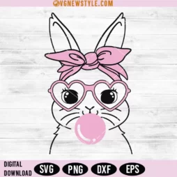 Bunny Rabbit With Bandana Glasses Bubblegum Svg
