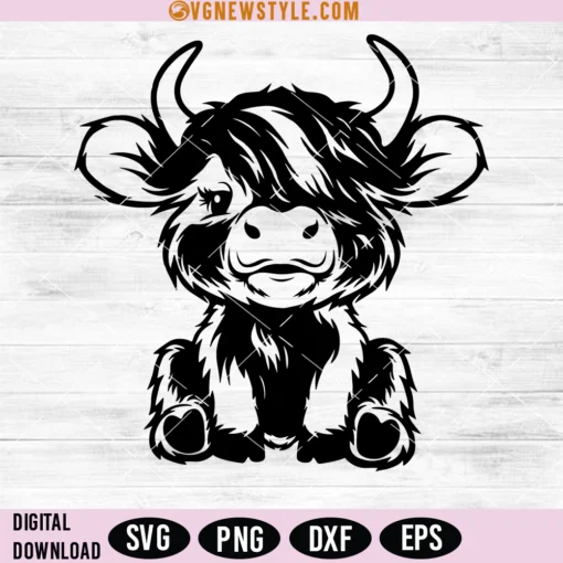 Highland Cow Sitting Svg