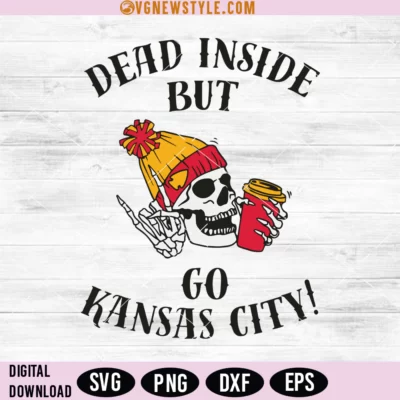 Dead Inside but Go Kansas City Skeleton Svg