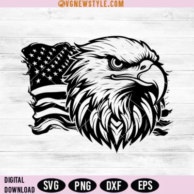 Eagle with American Flag Svg
