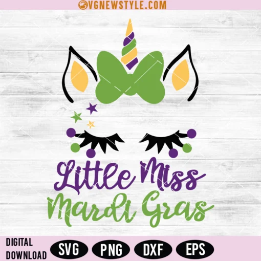 Mardi Gras Unicorn Svg