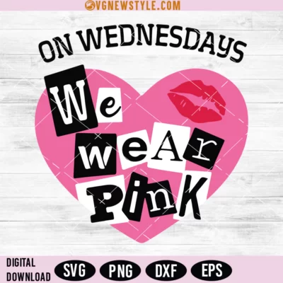 On Wednesday We Wear Pink Girls Svg