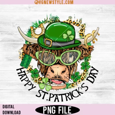 St Patricks Day Highland Cow Png