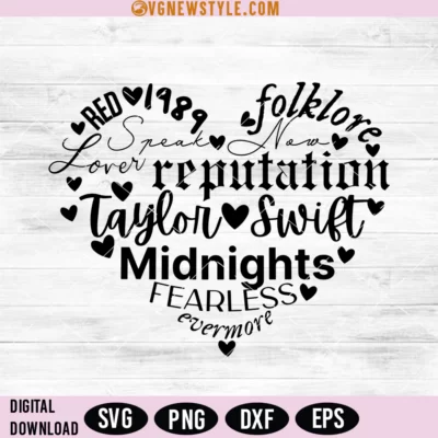 Taylor Swift Album Heart Svg